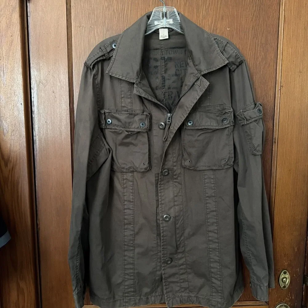 DKNY Active Utility Field Shirt Shacket Mens Medium Long Sleeve Zip Button